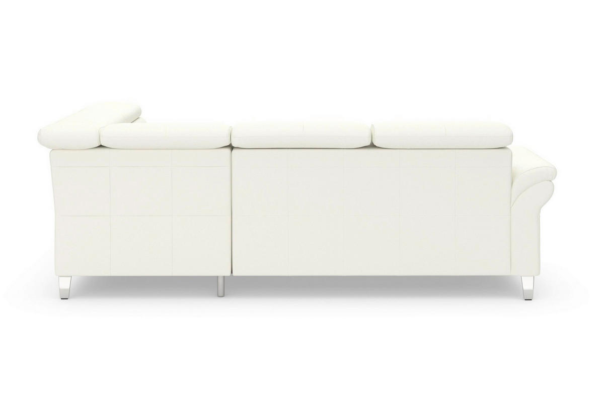 ECKSOFA ARNGAST E Weiß Echtleder Kopfteilverstellung  - Chromfarben/Weiß, Basics, Leder/Metall (245/194cm) - Sit & More