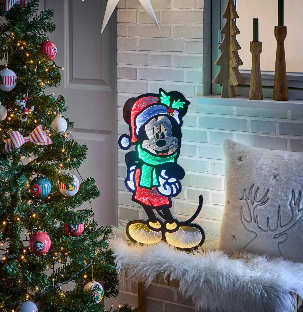 WEIHNACHTSFIGUR Mickey Mouse  - Multicolor, Trend, Kunststoff (60cm) - Disney