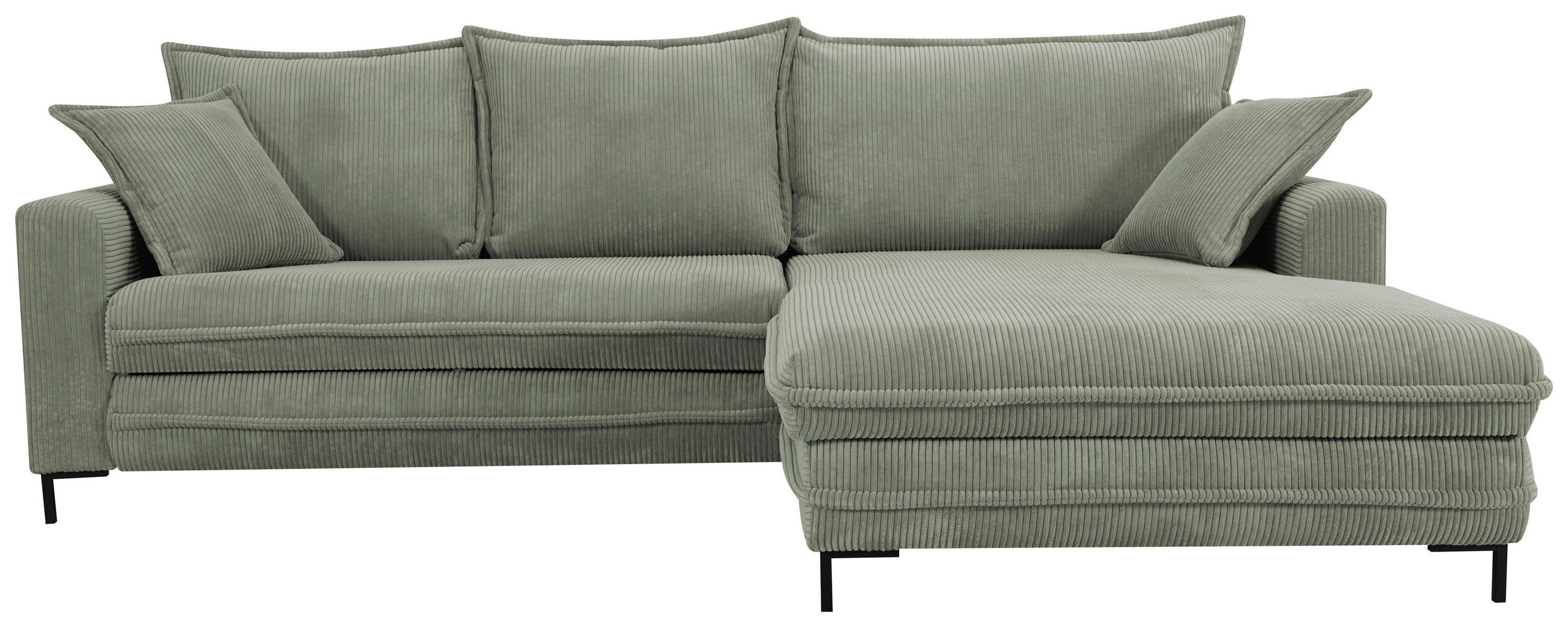 ECKSOFA  in Grün  - Hellgrau/Schwarz, Design, Textil/Metall (272/174cm) - MID.YOU