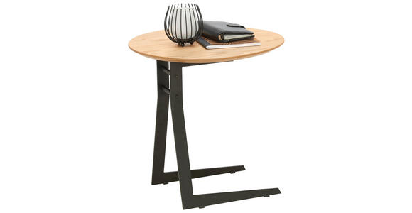 BEISTELLTISCH 45/50/50 cm Eiche furniert Schwarz, Eichefarben oval  - Eichefarben/Schwarz, Design, Holz/Holzwerkstoff (45/50/50cm) - Xora