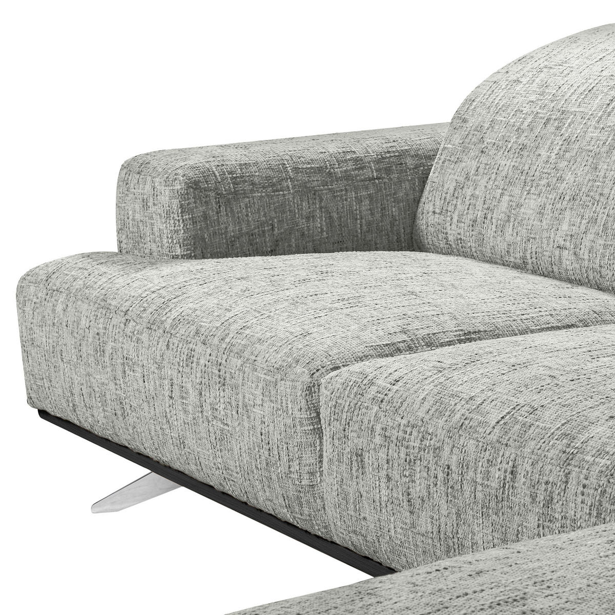 ECKSOFA PORTLAND in Struktur Grau Kopfteilverstellung  295/187 cm  - Chromfarben/Grau, Design, Holz/Textil (295/187cm) - Livetastic