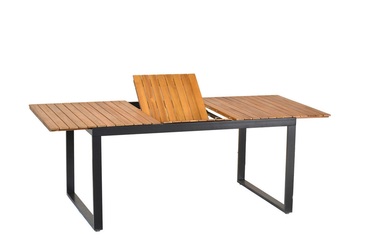 GARTENTISCHGRUPPE beschichtet AkazieHartholz Aluminium  - Graphitfarben/Grau, KONVENTIONELL, Holz/Textil - Gardenson