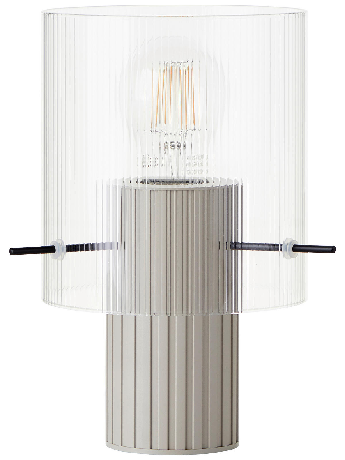TISCHLEUCHTE - Transparent/Beige, Konventionell, Glas/Metall (14/22cm) - Dieter Knoll