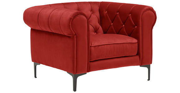 CHESTERFIELD-SESSEL Samt Rot  - Rot/Schwarz, Trend, Textil/Metall (105/75/90cm) - Carryhome