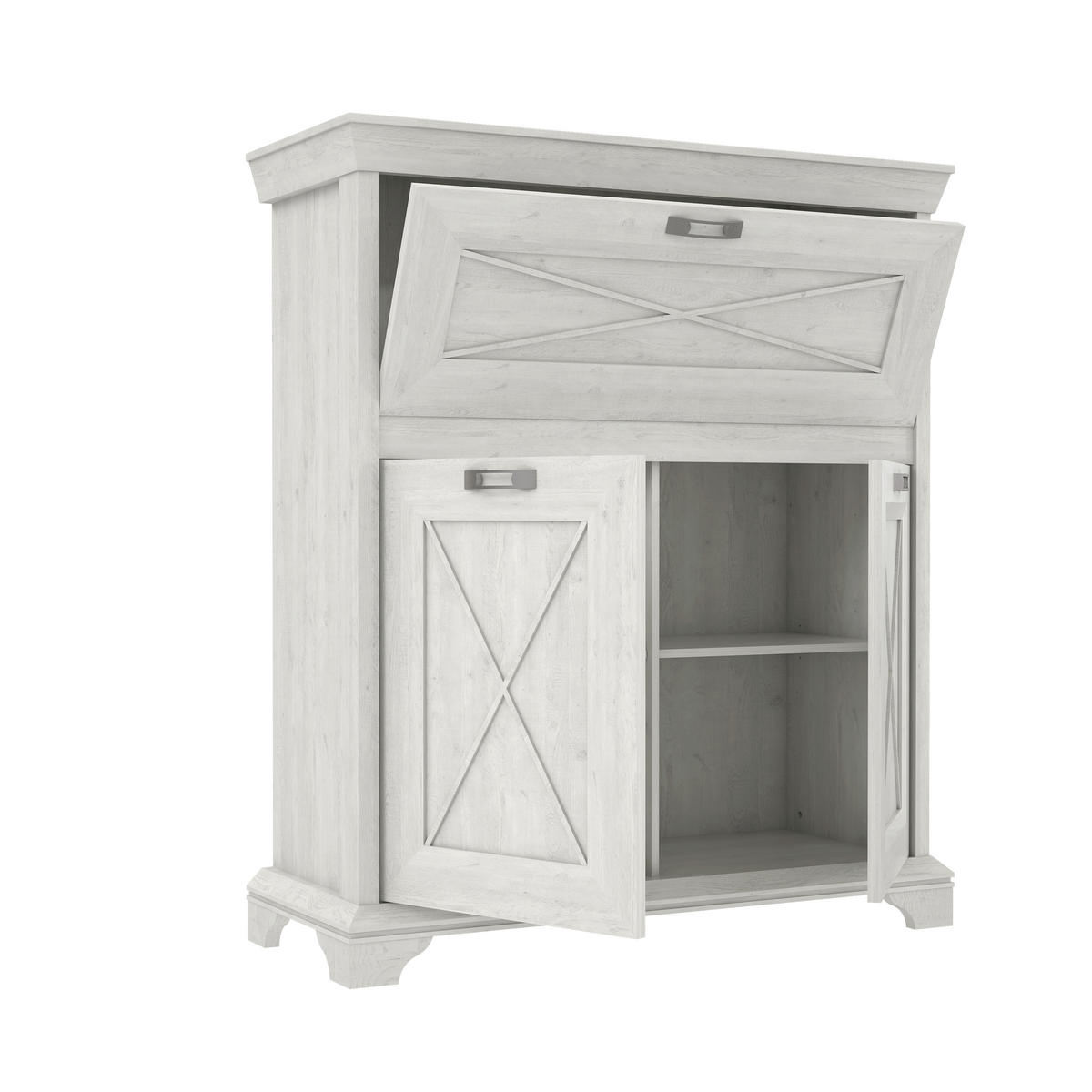 HIGHBOARD  in 123/143,3/48,2 cm  - Silberfarben/Weiß, ROMANTIK / LANDHAUS, Holzwerkstoff/Kunststoff (123/143,3/48,2cm) - MID.YOU