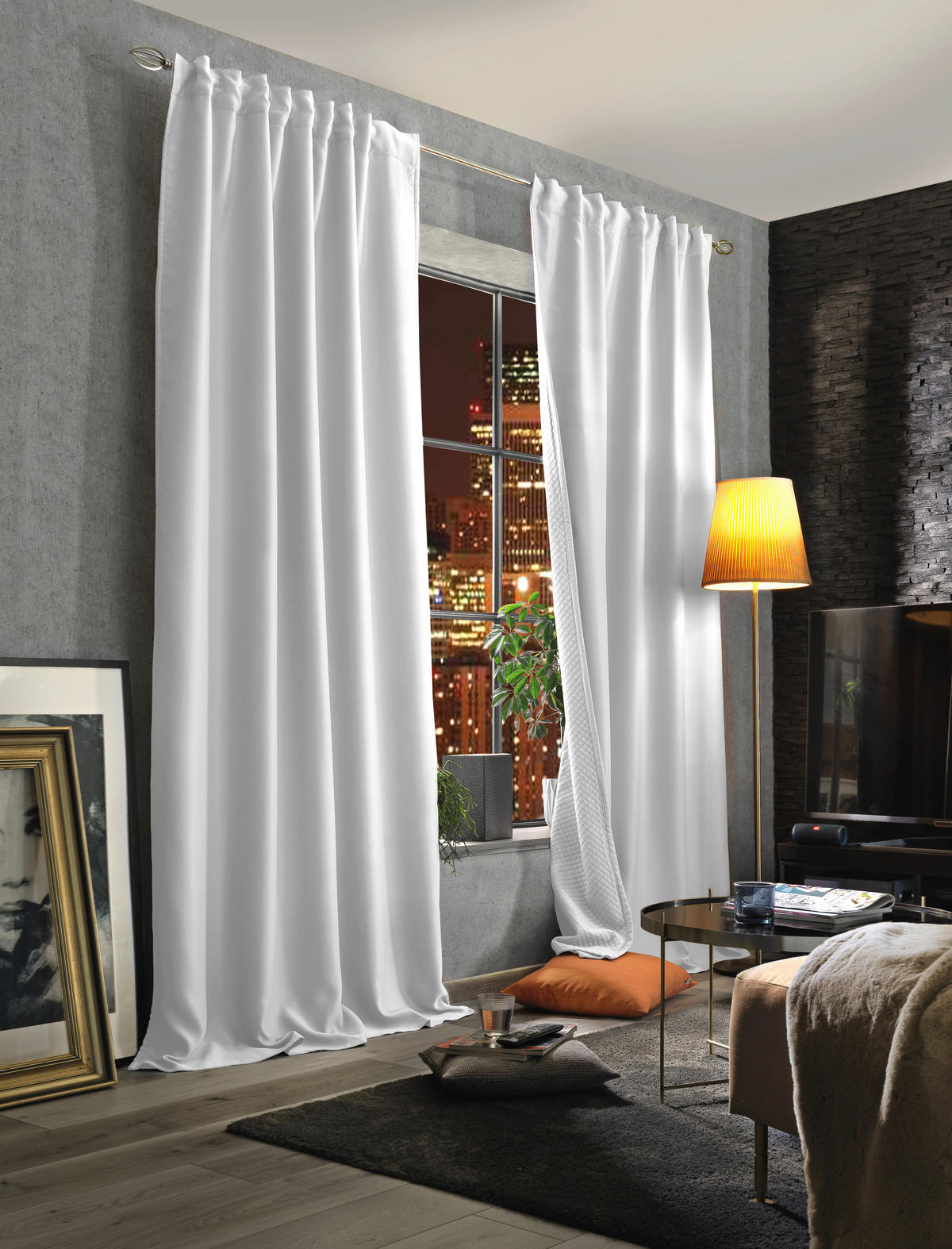 LÄRMSCHUTZVORHANG ACUSTICO blickdicht 135/160 cm   - Weiß, KONVENTIONELL, Textil (135/160cm)
