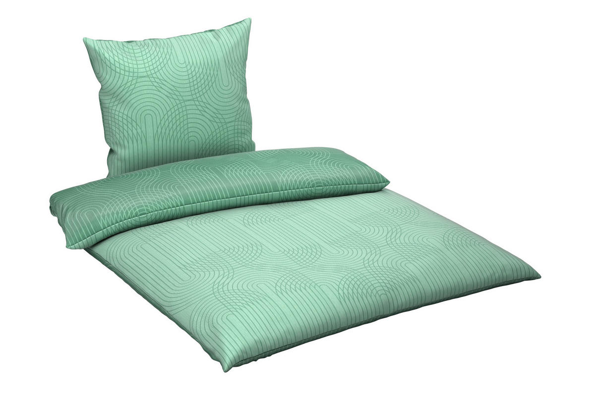 WENDEBETTWÄSCHE 5-teilig TANJA Satin 135/200 cm  - Salbeigrün, KONVENTIONELL, Textil (135/200cm) - Novel