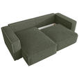 ECKSOFA Olivgrün Cord Zierkissen, Rückenkissen, Schlaffunktion, Rücken echt  - Schwarz/Olivgrün, MODERN, Kunststoff/Textil (153/250cm) - Xora