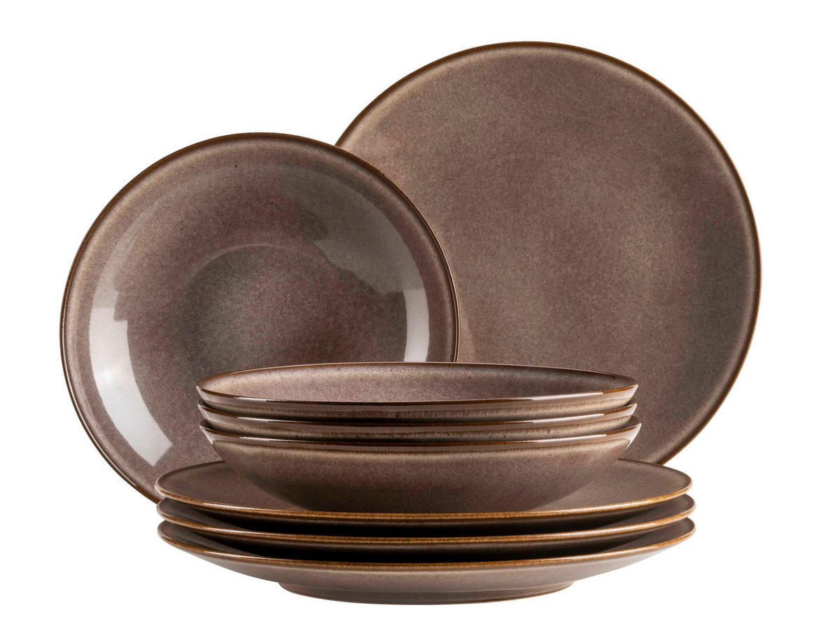 TAFELSERVICE SMOKY'S 8-teilig  - Braun, Basics, Keramik - Mäser