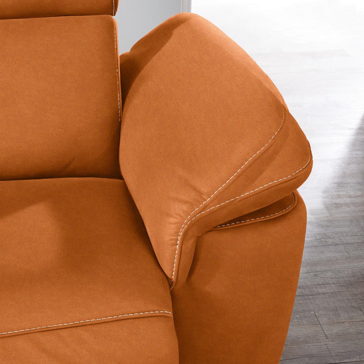 ECKSOFA in Flachgewebe, Mikrofaser Terracotta  - Beige/Terracotta, Design, Textil/Metall (239/271cm) - Cantus