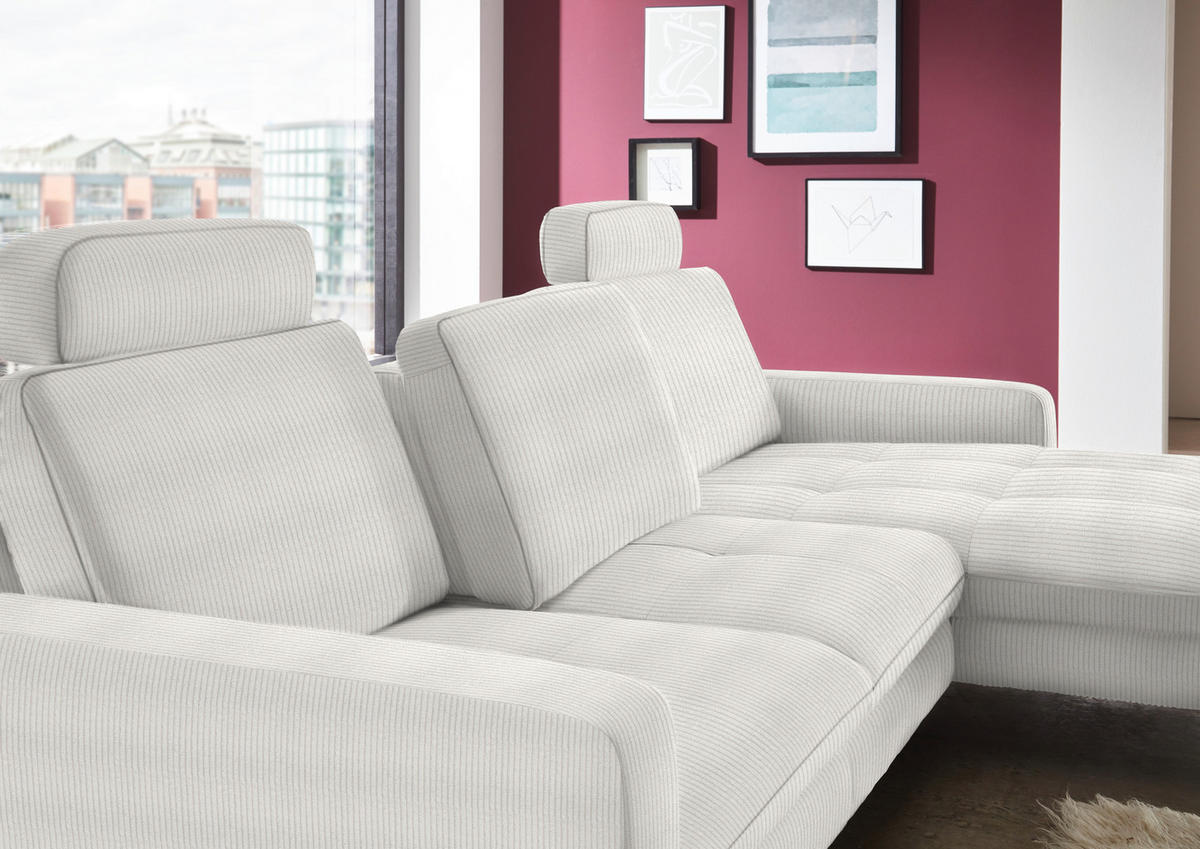 ECKSOFA in Cord Beige  302/178 cm  - Beige/Schwarz, Design, Textil/Metall (302/178cm) - Beldomo Style