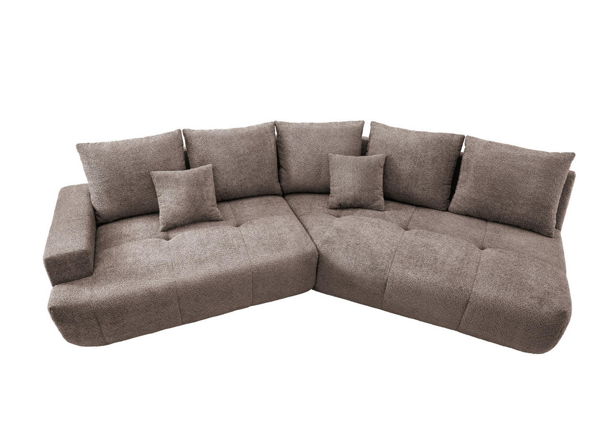 BIGSOFA Bouclé Taupe  - Taupe/Schwarz, MODERN, Kunststoff/Textil (323/91/155cm) - Livetastic