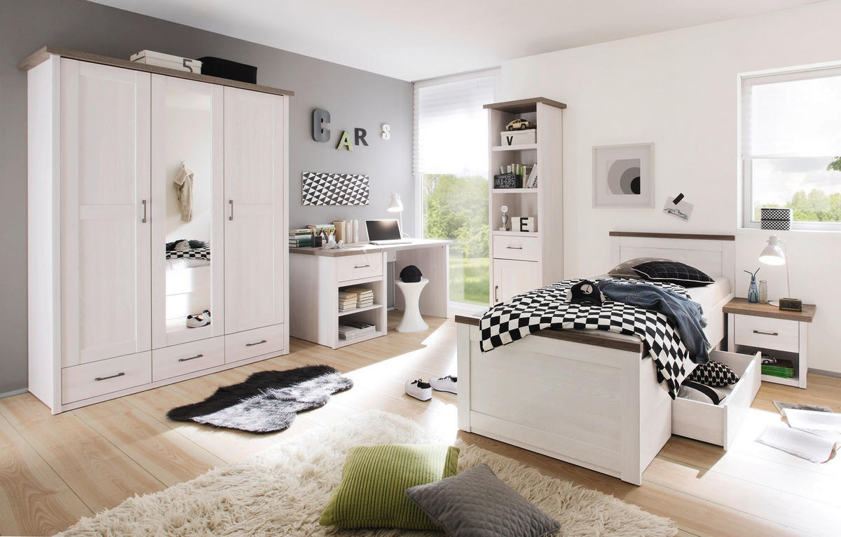 NACHTTISCH 51/46/43 cm  in Weiss, Trüffeleichefarben  - Weiss/Trüffeleichefarben, Lifestyle, Holzwerkstoff/Metall (51/46/43cm) - Carryhome