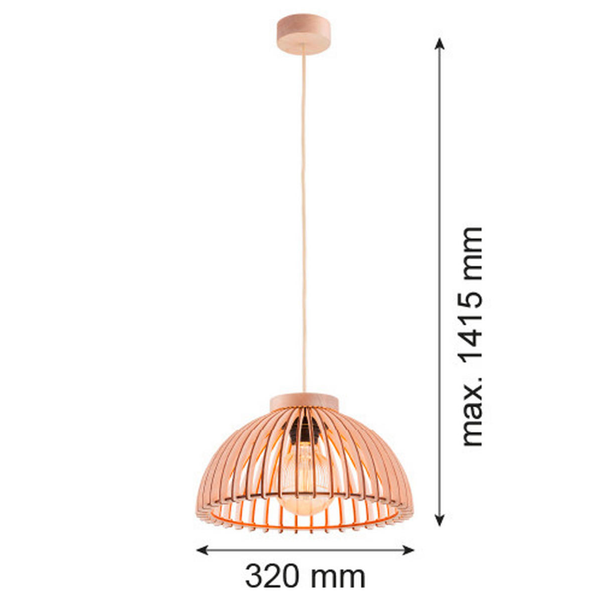 HÄNGELEUCHTE TRE 32/32/141.5 cm   - Nussbaumfarben, Natur, Holzwerkstoff (32/32/141.5cm)
