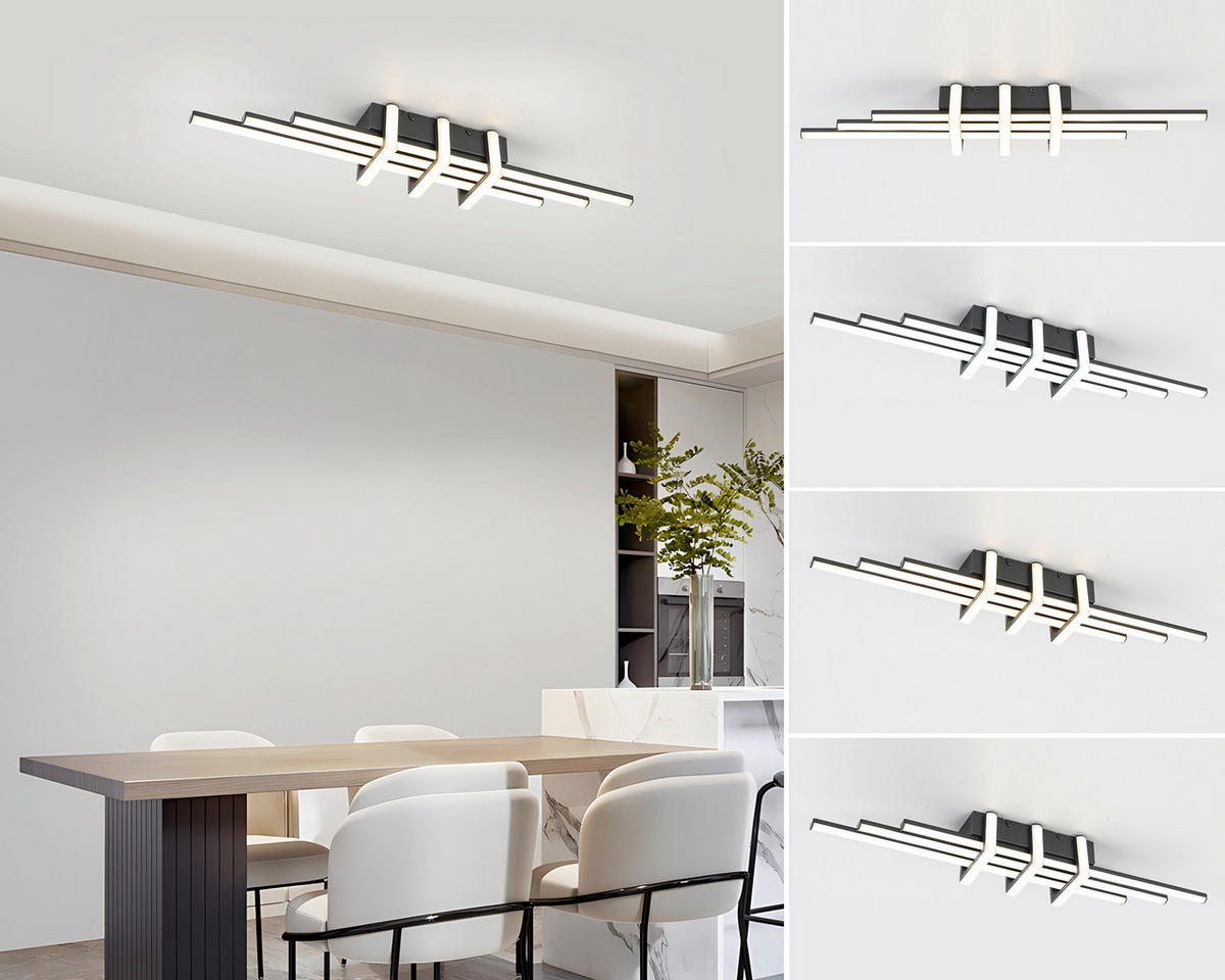 DECKENLEUCHTE    62/10,5/8 cm  - Schwarz, Trend, Kunststoff/Metall (62/10,5/8cm) - Collett's Monde