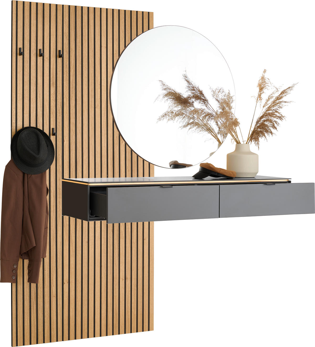 GARDEROBE  in 170/192/40 cm  - Anthrazit/Naturfarben, Design, Glas/Holz (170/192/40cm) - Dieter Knoll