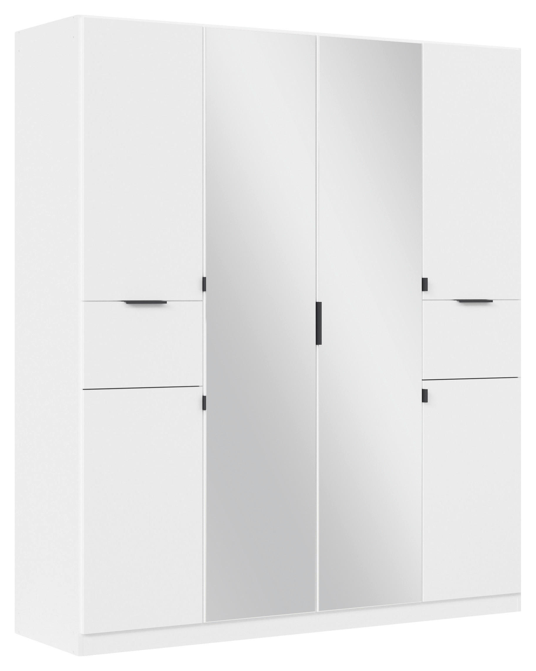 DREHTÜRENSCHRANK in Silberfarben, Weiss  - Weiss/Silberfarben, Modern, Holzwerkstoff/Metall (181/210/54cm) - Rauch Möbel