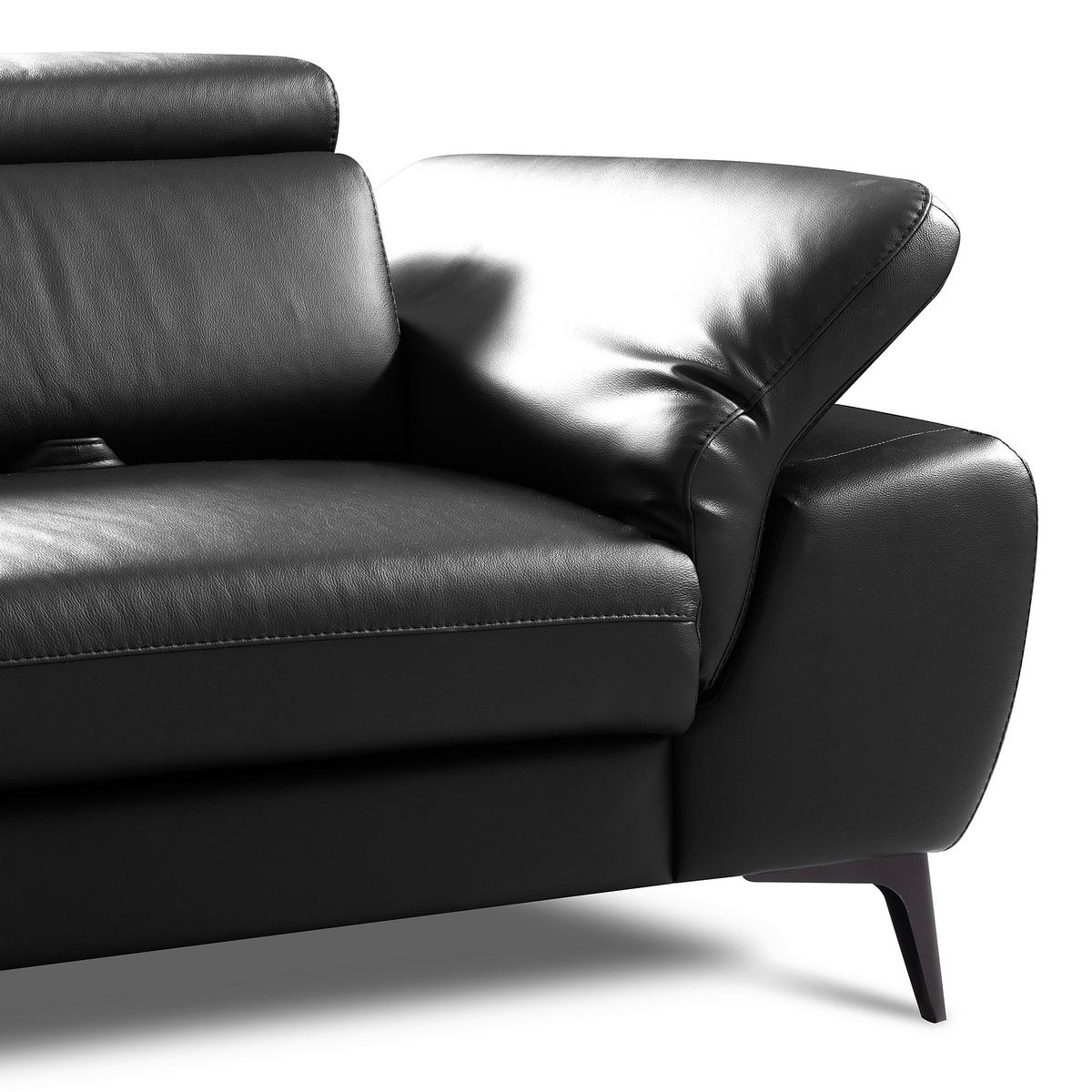 ECKSOFA  in Lederlook Echtleder Schwarz  220/274 cm  - Schwarz, Design, Leder/Textil (220/274cm) - Livetastic