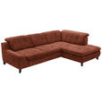 ECKSOFA in Chenille Rostfarben  - Rostfarben/Schwarz, KONVENTIONELL, Textil/Metall (281/200cm) - Carryhome