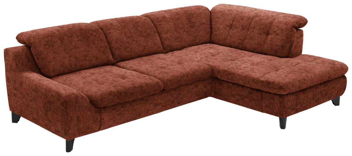 HÖRNSOFFA i chenille rostfärgad  - svart/rostfärgad, Klassisk, metall/textil (281/200cm) - MID.YOU