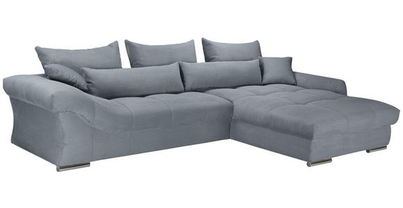 ECKSOFA Dunkelgrau Cord Zierkissen, Rückenkissen, Rücken echt  - Chromfarben/Dunkelgrau, KONVENTIONELL, Textil/Metall (335/225cm) - Carryhome