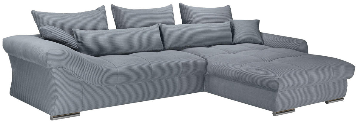 ECKSOFA Dunkelgrau Cord  - Chromfarben/Dunkelgrau, KONVENTIONELL, Textil/Metall (335/225cm) - Carryhome