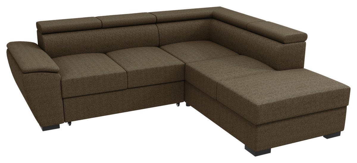 ECKSOFA Braun Flachgewebe  - Schwarz/Braun, KONVENTIONELL, Kunststoff/Textil (266/220cm) - Carryhome