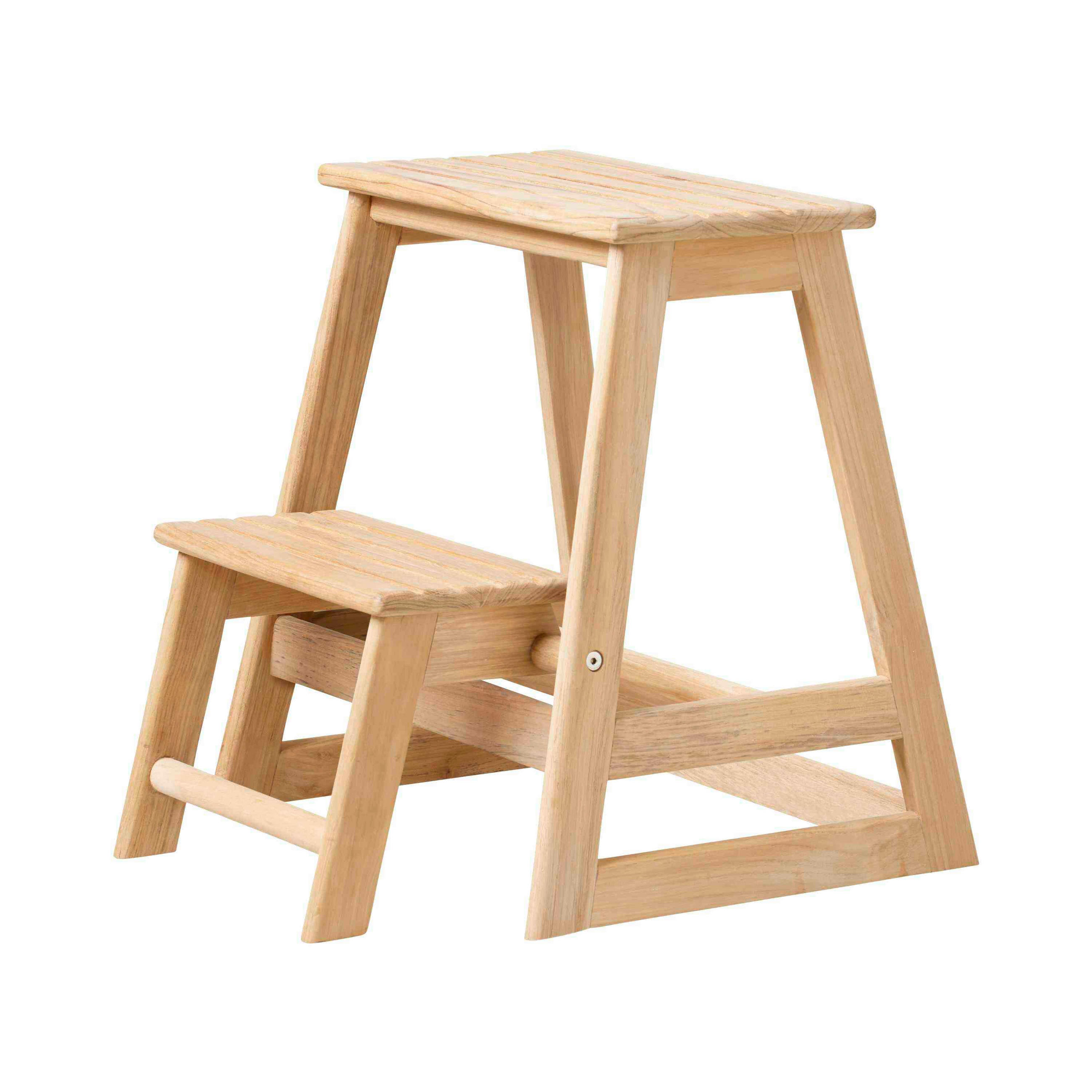 TRITTHOCKER SKALA  - Teakfarben, Natur, Holz (45,5/49/38,5cm) - Gardenson