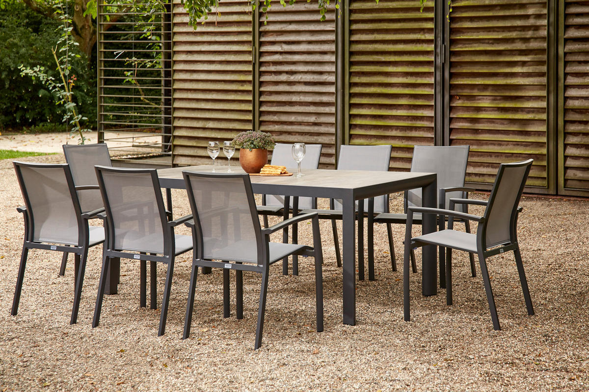 GARTENTISCH 220/100/74 cm Keramik rechteckig  - Anthrazit/Grau, Basics, Keramik/Metall (220/100/74cm) - Siena Garden