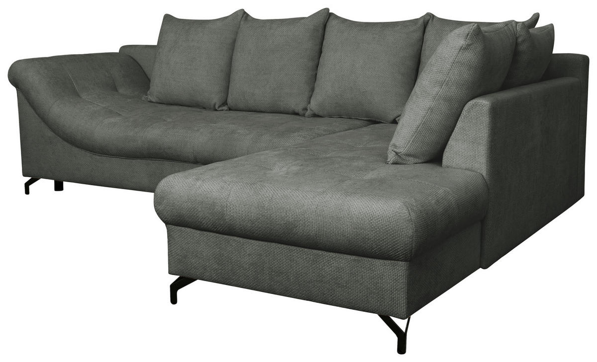 ECKSOFA Anthrazit Struktur  - Anthrazit/Schwarz, KONVENTIONELL, Textil/Metall (274/194cm) - Carryhome
