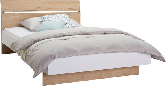 BETT 140/200 cm in Weiß, Eichefarben - Eichefarben/Weiß, Design (140/200cm) - Hom`in