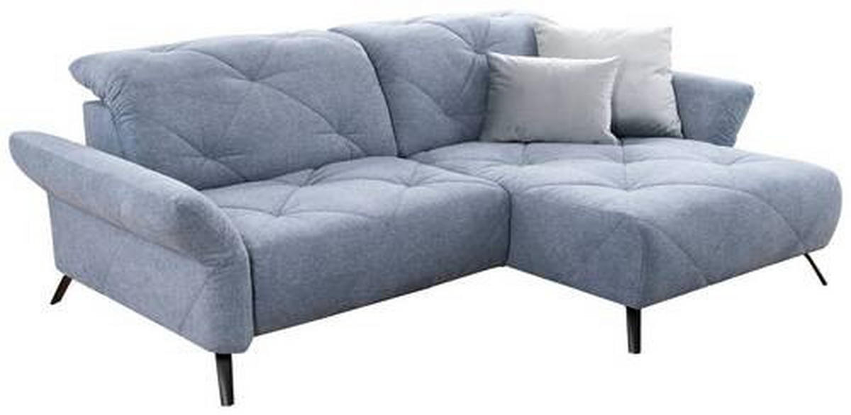 ECKSOFA in Webstoff Blau  - Blau/Schwarz, Design, Textil/Metall (244/173cm) - Moderano