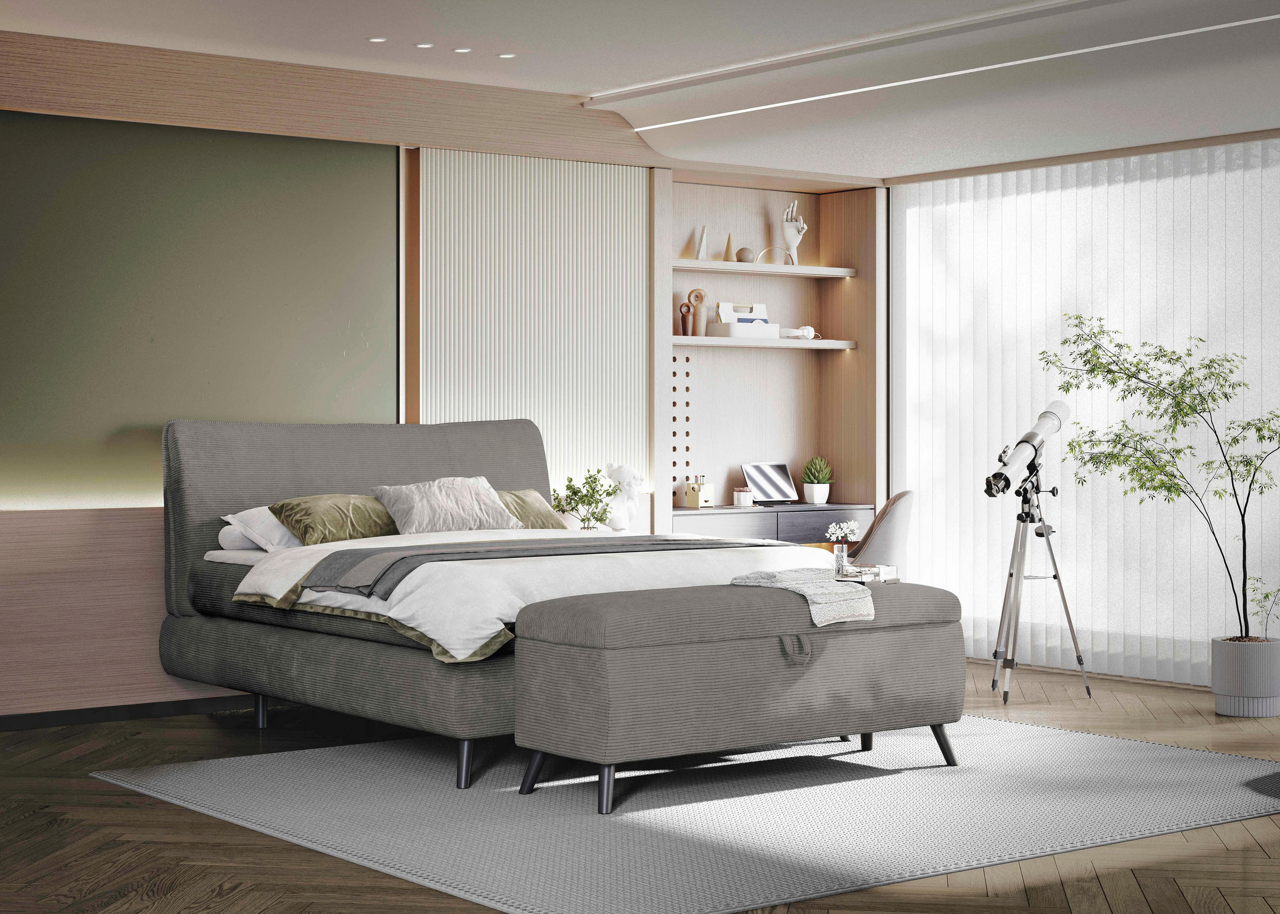 BOXSPRINGBETT 160/200 cm  in Grau  - Schwarz/Grau, Trend, Holz/Textil (160/200cm) - Esposa