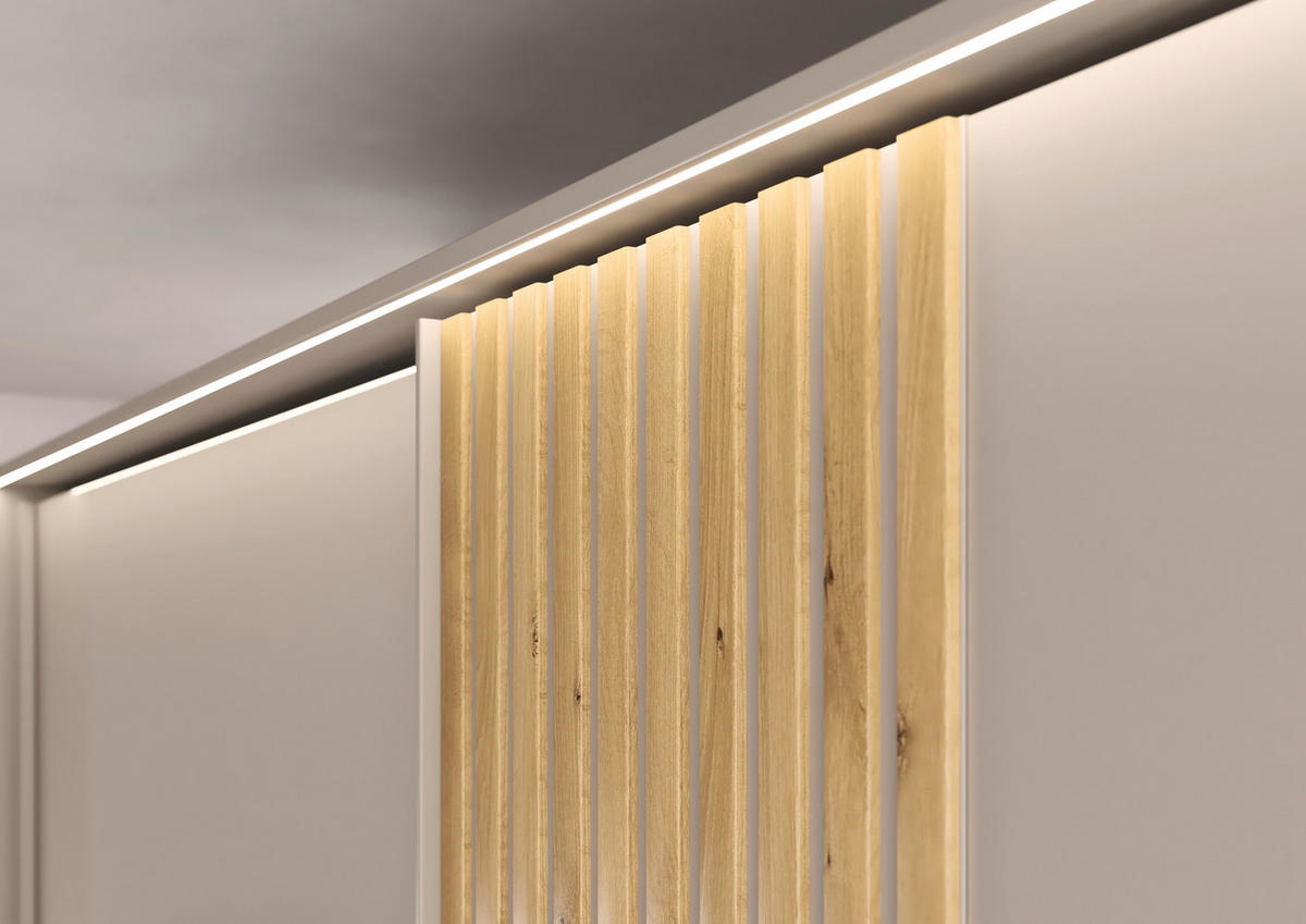 SCHWEBETÜRENSCHRANK  in Eichefarben, Fango  - Fango/Eichefarben, Design, Glas/Holzwerkstoff (262/223/68cm) - Novel