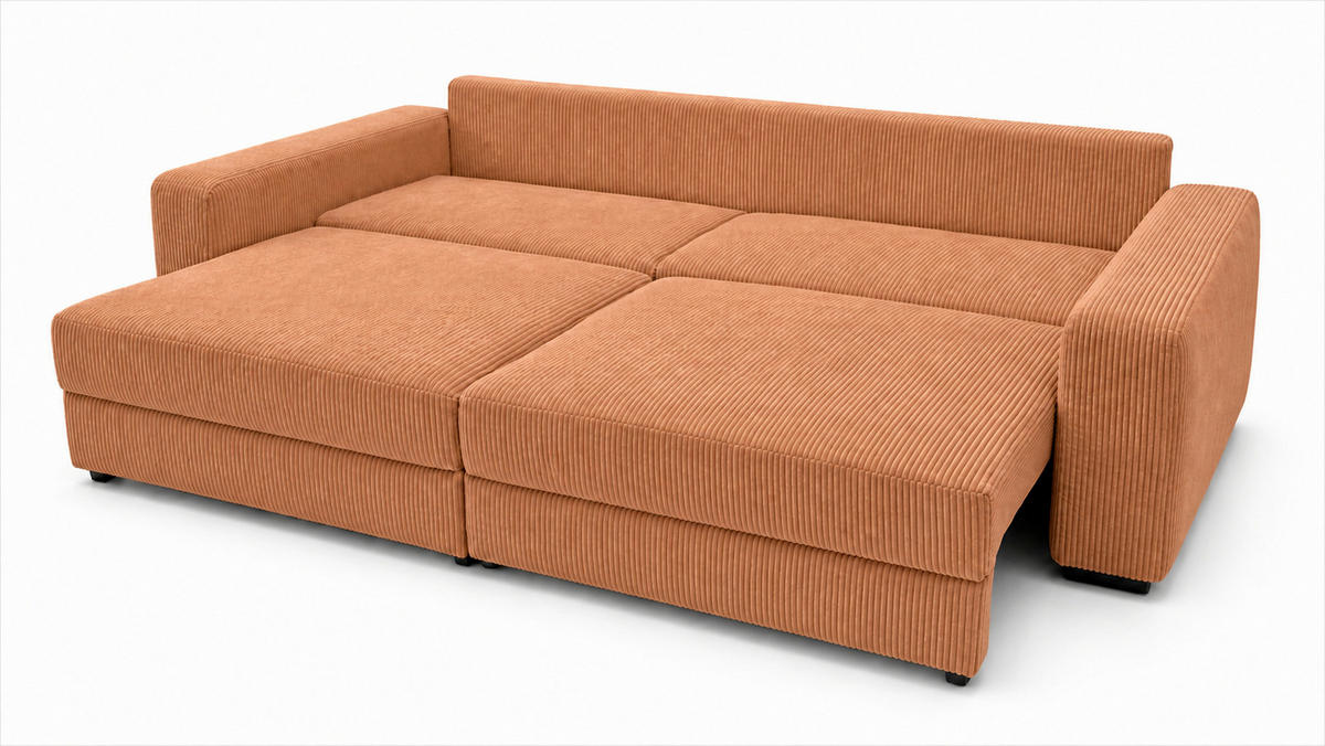 3-SITZER-SOFA  in Cord Terracotta  - Terracotta/Schwarz, Basics, Holz/Holzwerkstoff (250/90/110cm) - MID.YOU