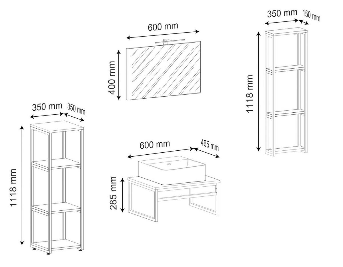 BADEZIMMER 5-teilig  in 130 cm  - Honigeiche/Weiss, Modern, Glas/Keramik (130cm) - MID.YOU