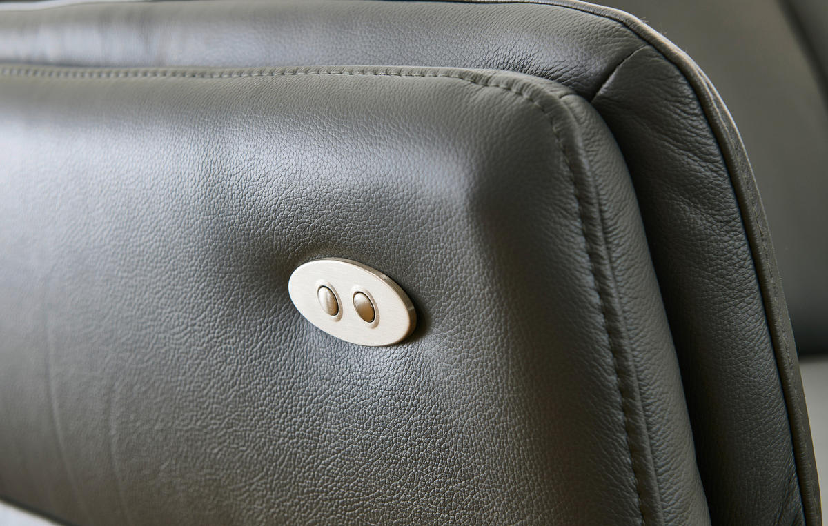3-SITZER-SOFA Echtleder Anthrazit  - Anthrazit/Alufarben, Konventionell, Leder/Metall (190/84/99cm) - Dieter Knoll