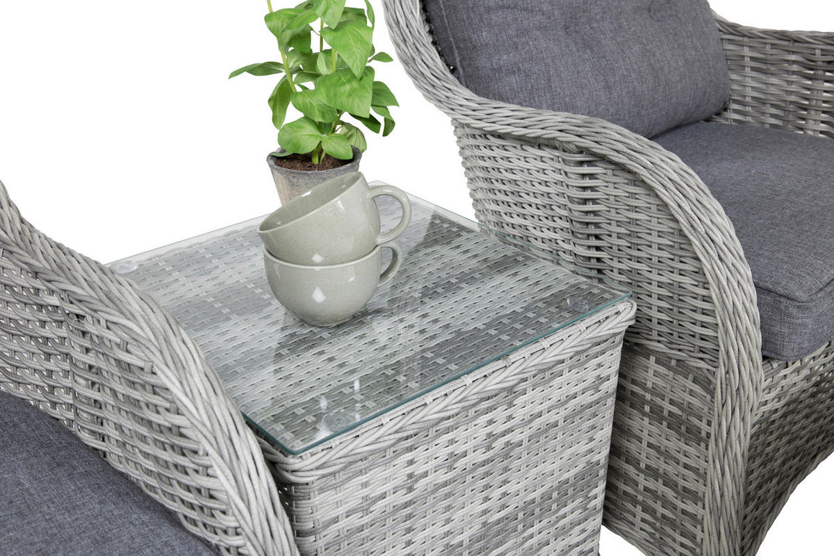 GARTENSET 5-teilig Rattan5-teilig  - Grau, KONVENTIONELL, Holz - Gardenson