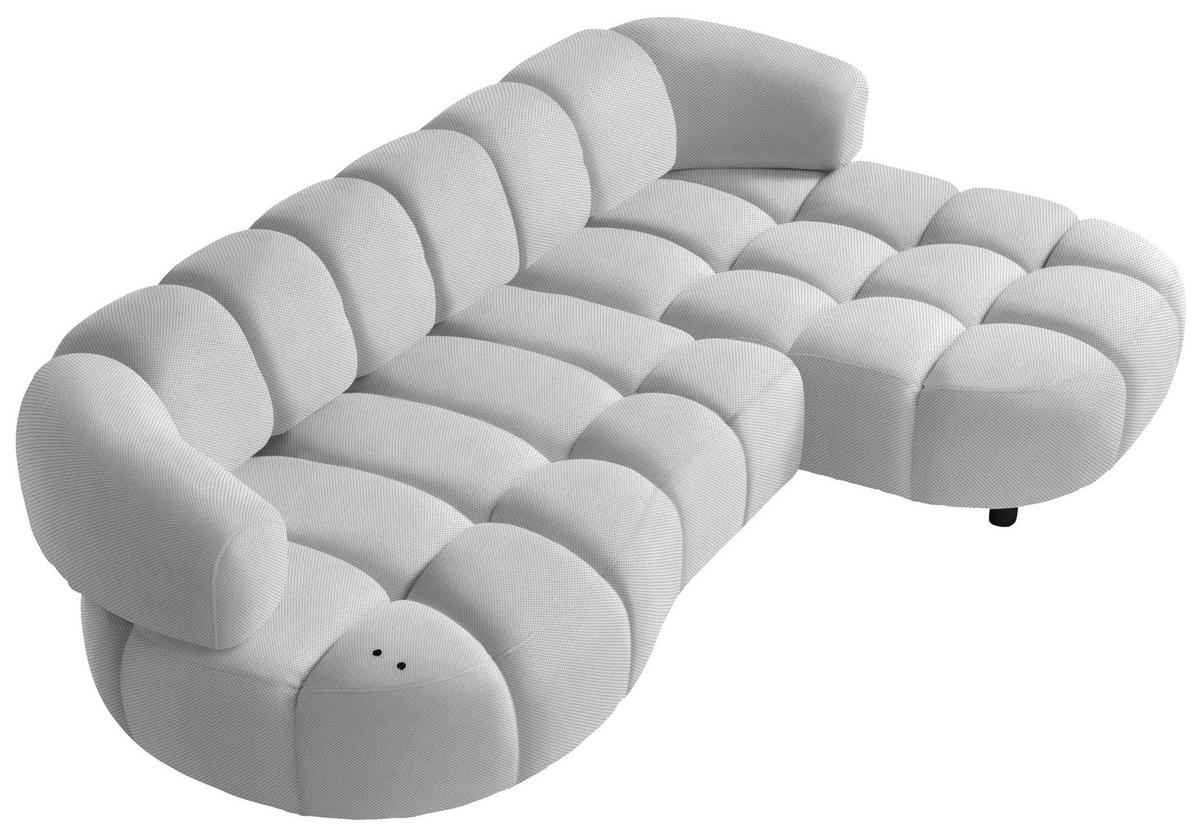 ECKSOFA in Webstoff Silberfarben  284/183 cm  - Silberfarben/Schwarz, Design, Holz/Textil (284/183cm) - Welnova