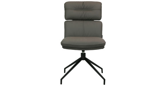 STUHL Echtleder Schwarz, Dunkelgrau  - Dunkelgrau/Schwarz, Design, Leder/Metall (50/92/64,5cm) - Dieter Knoll