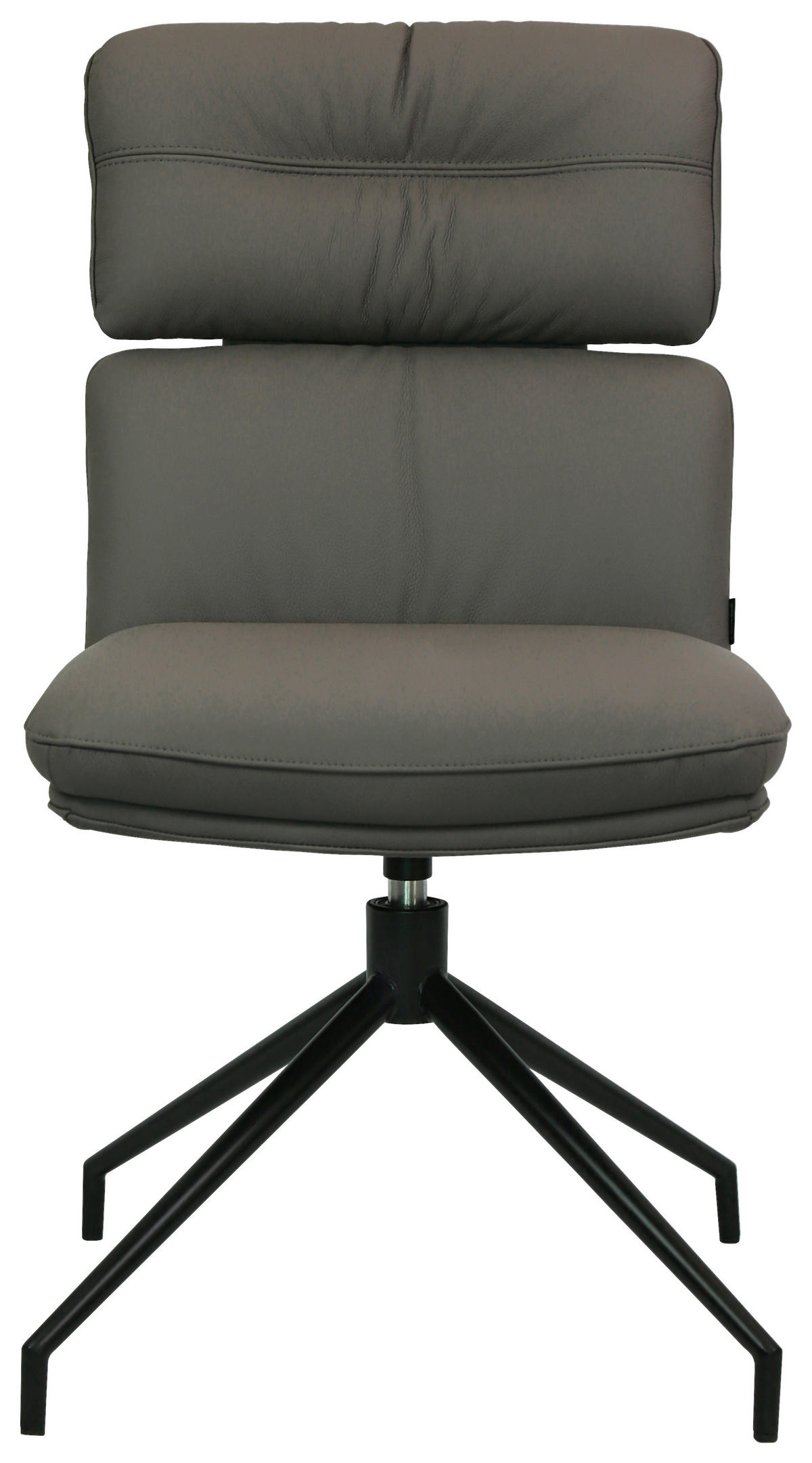 STUHL Echtleder Schwarz, Dunkelgrau  - Dunkelgrau/Schwarz, Design, Leder/Metall (50/92/64,5cm) - Dieter Knoll