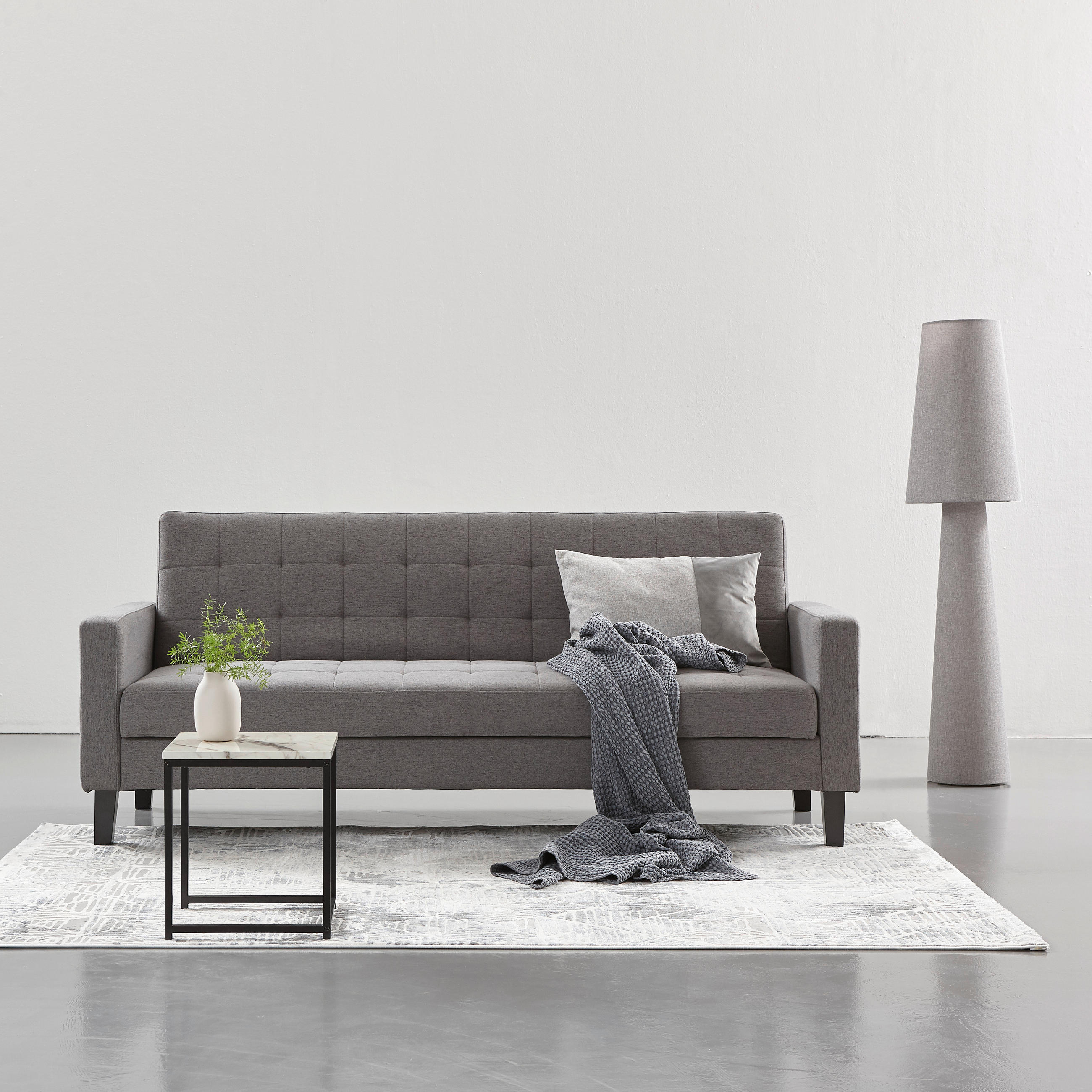 CANAPEA EXTENSIBILĂ textil gri închis  - gri închis/negru, Design, lemn/textil (204/81/85cm) - Carryhome