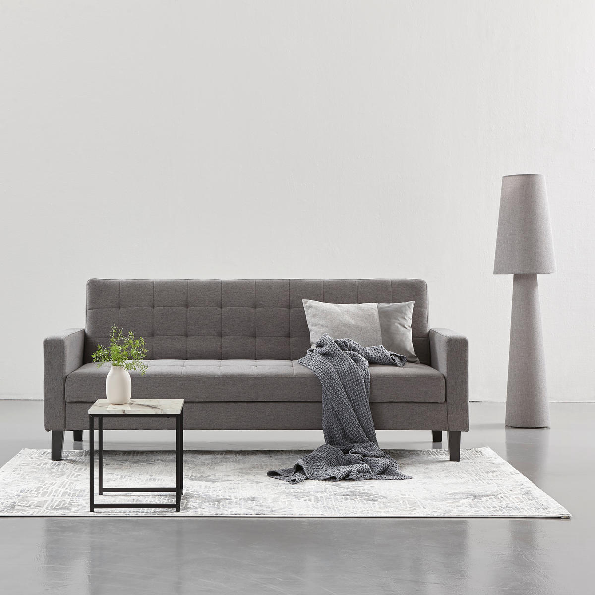 SCHLAFSOFA in Webstoff Dunkelgrau  - Dunkelgrau/Schwarz, Design, Holz/Textil (204/81/85cm) - Livetastic