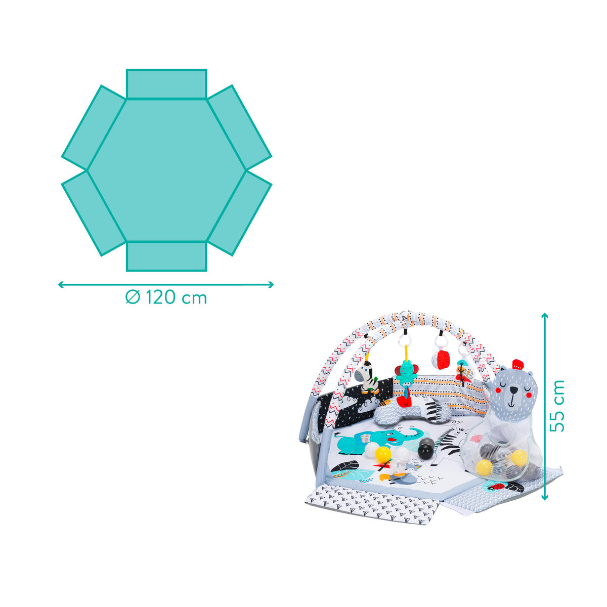 SPIELDECKE  - Multicolor/Weiß, Basics, Textil (120/55cm) - Fillikid