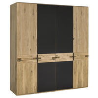 DREHTÜRENSCHRANK Anthrazit, Eiche Bianco  - Eiche Bianco/Anthrazit, Natur, Glas/Holz (198/214/61cm) - Linea Natura