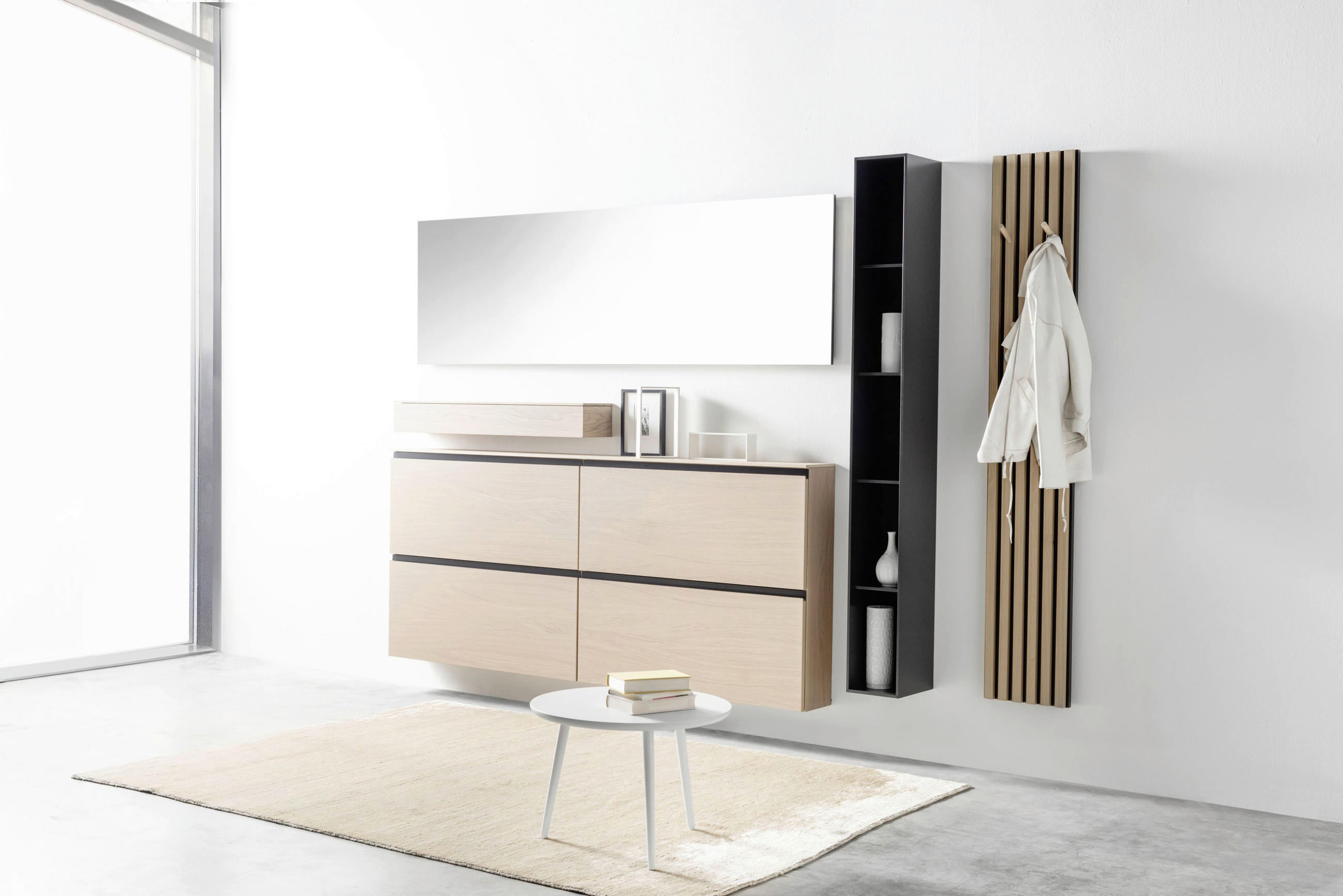 GARDEROBE 5-teilig  in 305/205/24,7 cm  - Eichefarben/Schwarz, Design, Holz/Holzwerkstoff (305/205/24,7cm) - Sudbrock