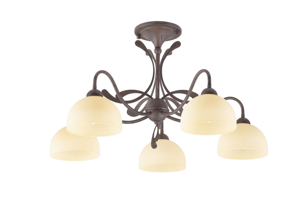 DECKENLEUCHTE  70/40 cm    - Creme/Braun, KONVENTIONELL, Glas/Metall (70/40cm)