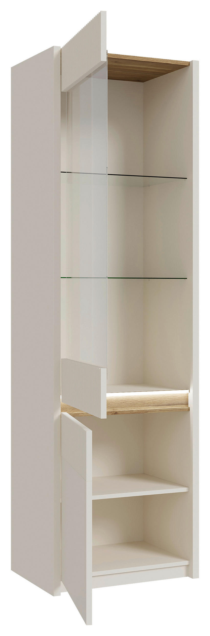 VITRINA, barve hrasta, peščene barve - barve hrasta/peščene barve, Design, steklo/leseni material (60,6/197,9/41,7cm) - Hom`in