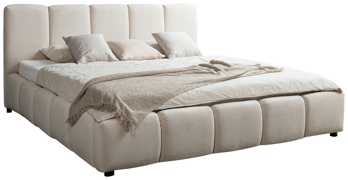 POLSTERBETT Lattenrost, Bettkasten Beige 180/200 cm  - Beige/Schwarz, MODERN, Holz/Holzwerkstoff (180/200cm) - MID.YOU