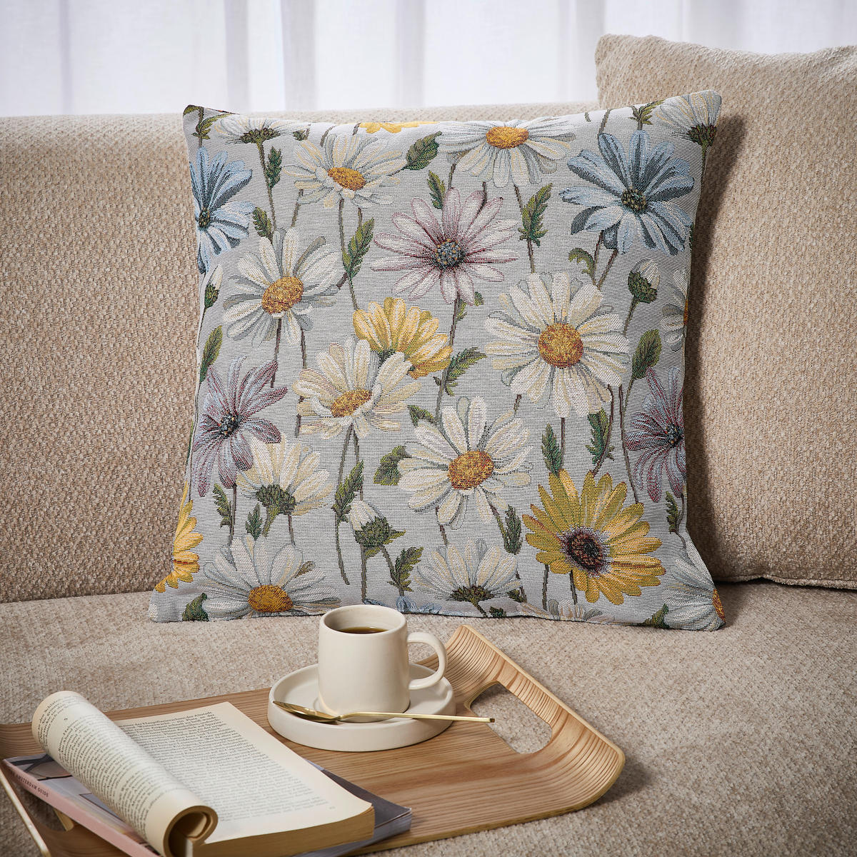 KISSENHÜLLE MARGERITE 45/45 cm  - Multicolor, KONVENTIONELL, Textil (45/45cm) - Esposa